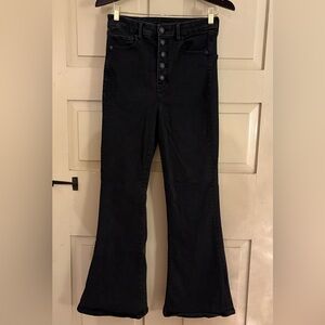 American Eagle Outfitters Black Flared Button Fly Jeans